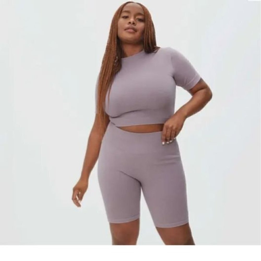 Everlane Ribbed Seamless Bike Shorts Cotton Blend Lavender Size: XS-Small